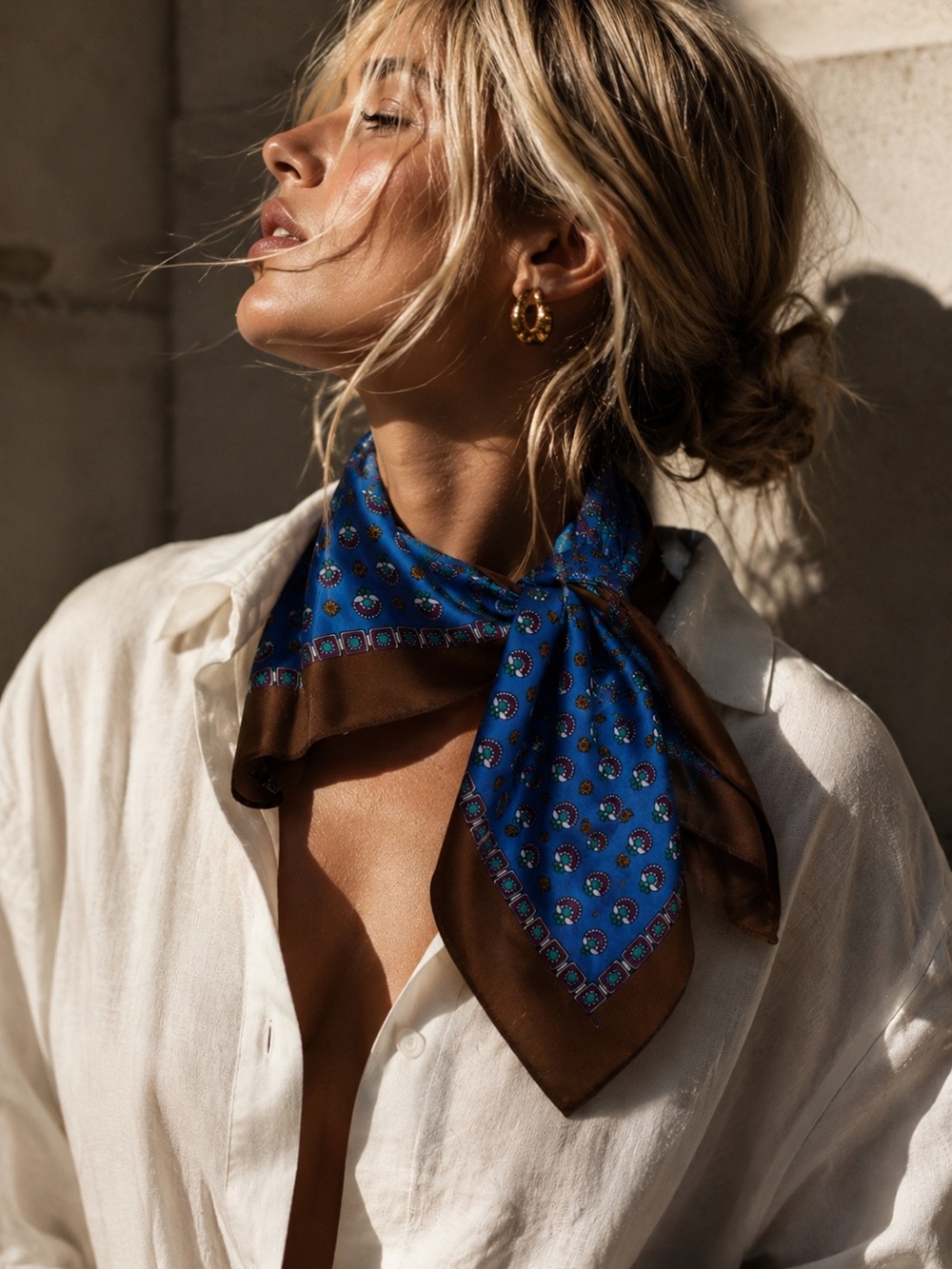 Zara Blue and Brown Decorative Scarf Accent for Vases